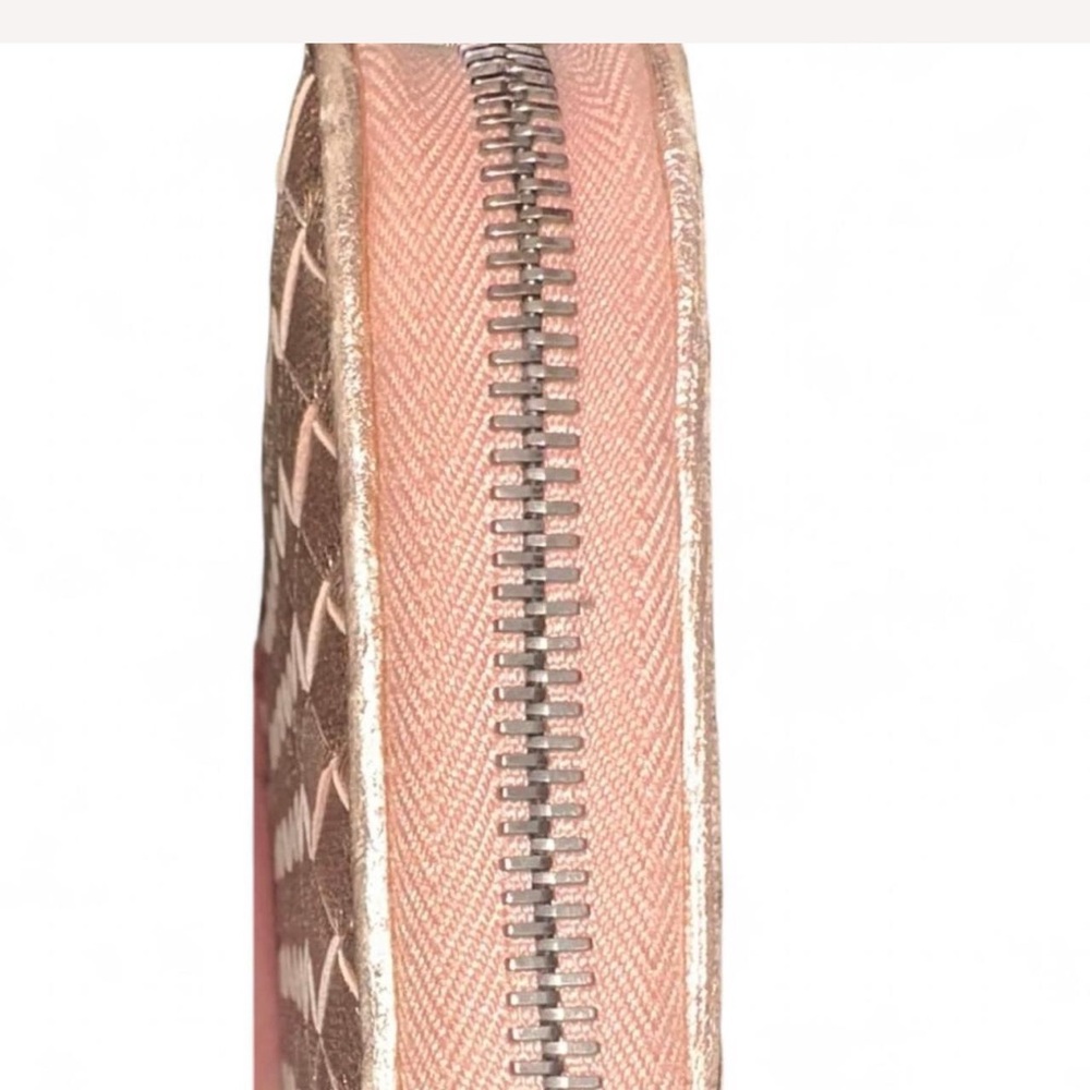 EUC - Bottega Veneta Metallic Rose Gold Intrecciato Leather Zip-Around Wallet - Picture 8 of 8